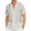 Pastel Chevron Pattern Print Men's Deep V-Neck Shirt