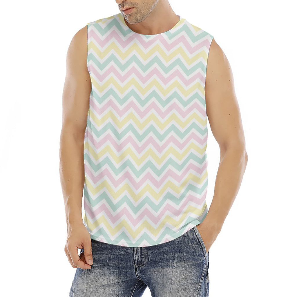 Pastel Chevron Pattern Print Men's Fitness Tank Top