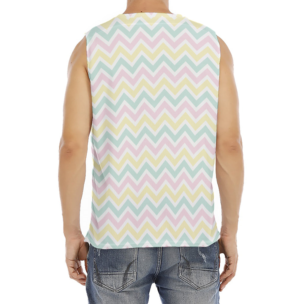 Pastel Chevron Pattern Print Men's Fitness Tank Top