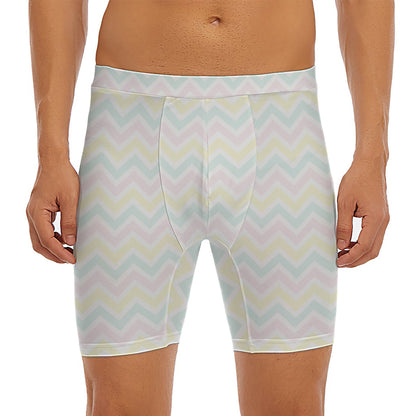Pastel Chevron Pattern Print Men's Long Boxer Briefs