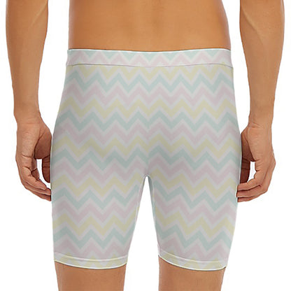 Pastel Chevron Pattern Print Men's Long Boxer Briefs