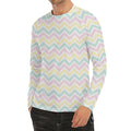 Pastel Chevron Pattern Print Men's Long Sleeve Rash Guard