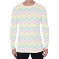 Pastel Chevron Pattern Print Men's Long Sleeve T-Shirt