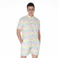Pastel Chevron Pattern Print Men's Romper