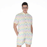 Pastel Chevron Pattern Print Men's Rompers