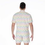 Pastel Chevron Pattern Print Men's Rompers