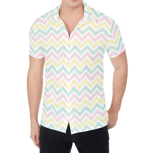 Pastel Chevron Pattern Print Men's Shirt