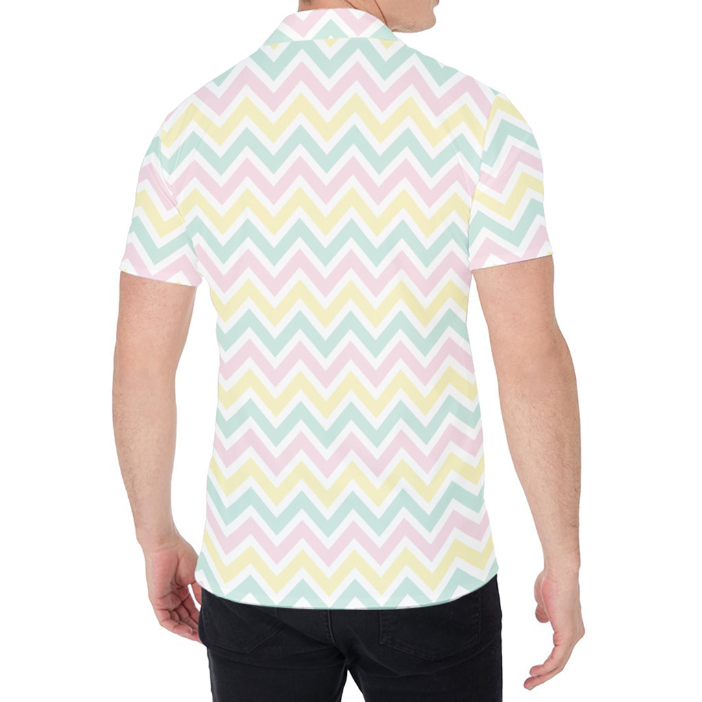 Pastel Chevron Pattern Print Men's Shirt