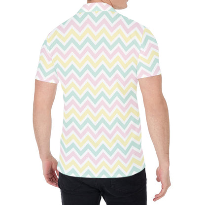 Pastel Chevron Pattern Print Men's Shirt