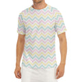 Pastel Chevron Pattern Print Men's Short Sleeve Rash Guard
