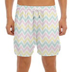 Pastel Chevron Pattern Print Men's Split Running Shorts