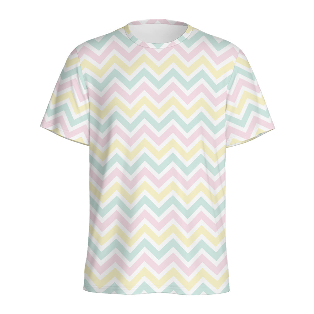 Pastel Chevron Pattern Print Men's Sports T-Shirt