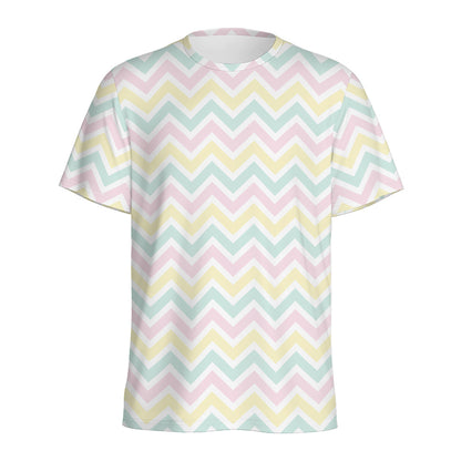 Pastel Chevron Pattern Print Men's Sports T-Shirt