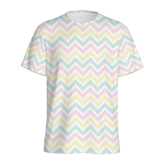 Pastel Chevron Pattern Print Men's Sports T-Shirt