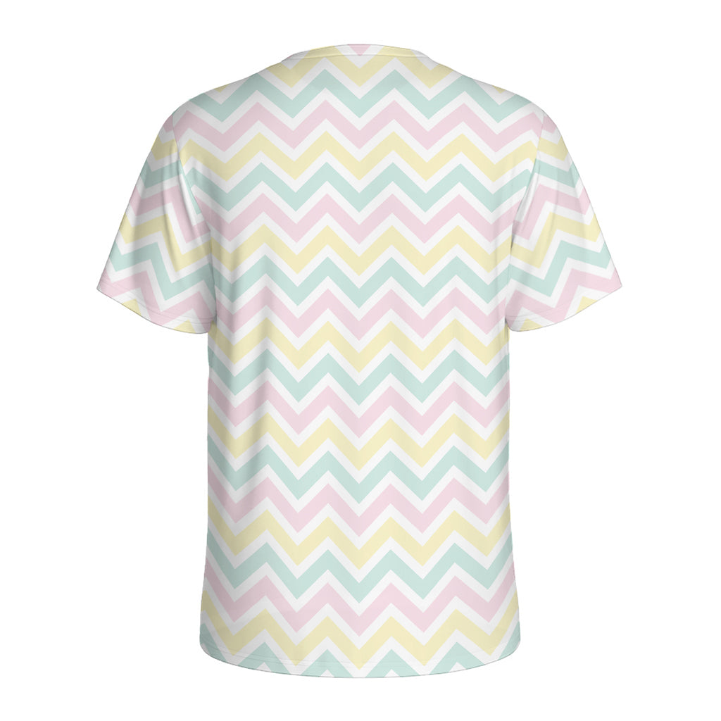 Pastel Chevron Pattern Print Men's Sports T-Shirt