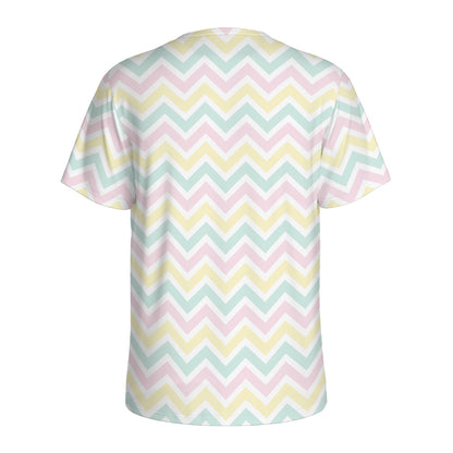Pastel Chevron Pattern Print Men's Sports T-Shirt