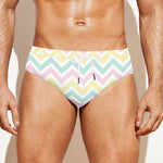 Pastel Chevron Pattern Print Men's Swim Briefs