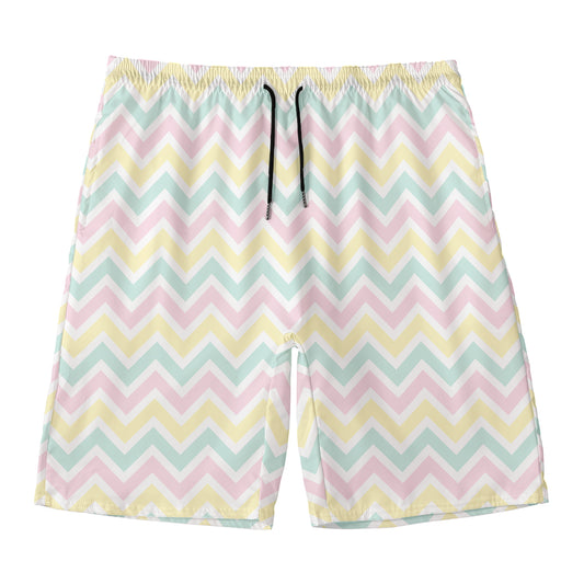 Pastel Chevron Pattern Print Men's Swim Trunks