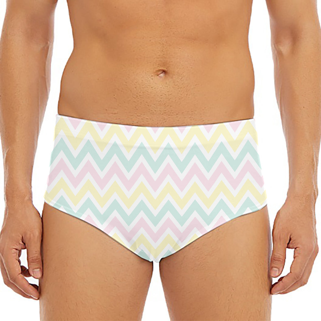 Pastel Chevron Pattern Print Men's Triangle Swim Briefs