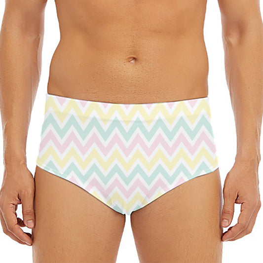Pastel Chevron Pattern Print Men's Triangle Swim Briefs