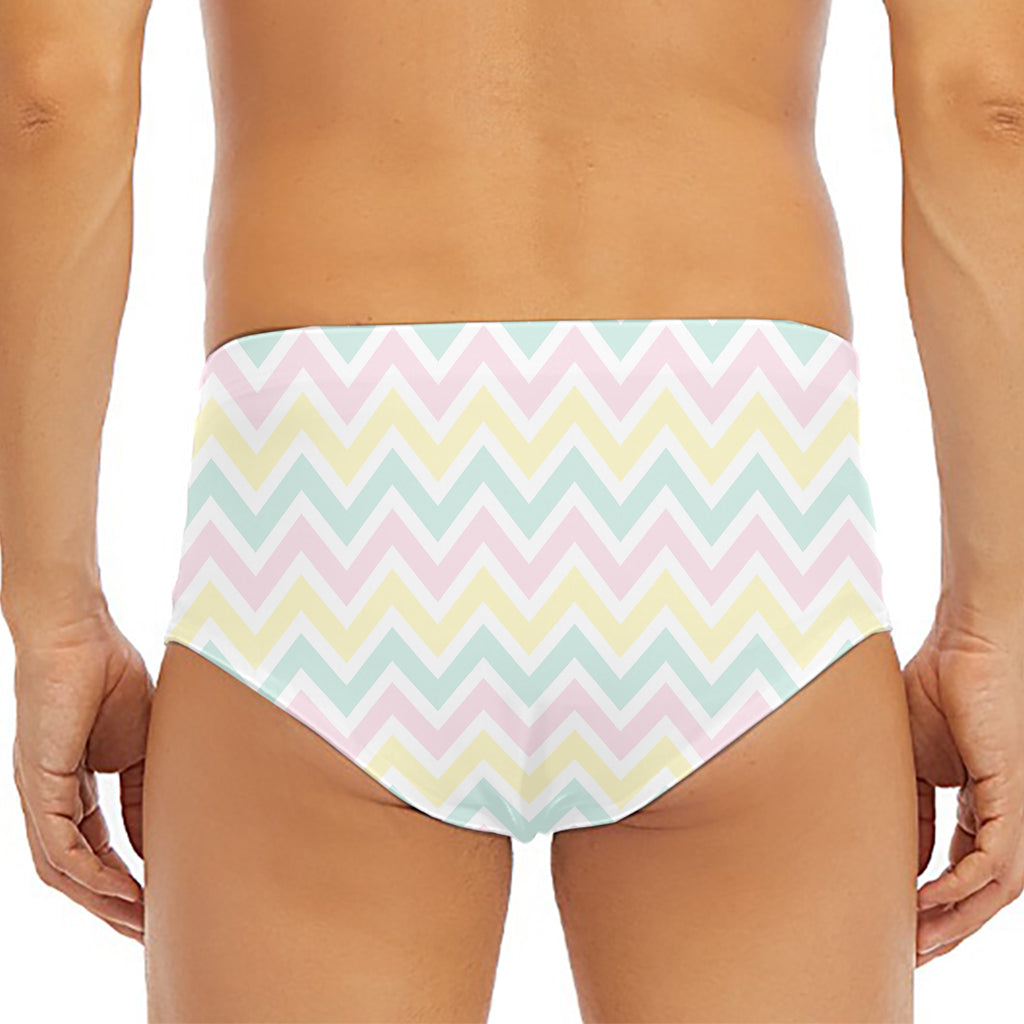 Pastel Chevron Pattern Print Men's Triangle Swim Briefs