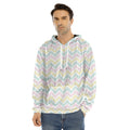 Pastel Chevron Pattern Print Men's Velvet Pullover Hoodie