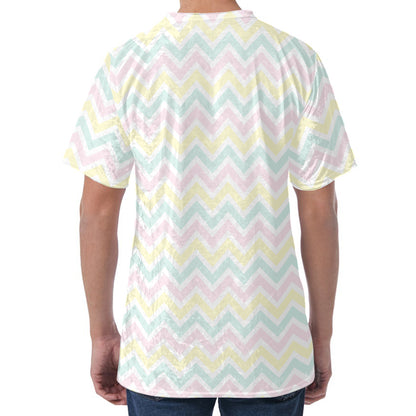 Pastel Chevron Pattern Print Men's Velvet T-Shirt