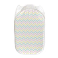 Pastel Chevron Pattern Print Mesh Laundry Hamper