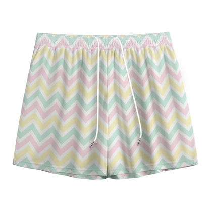 Pastel Chevron Pattern Print Mesh Shorts
