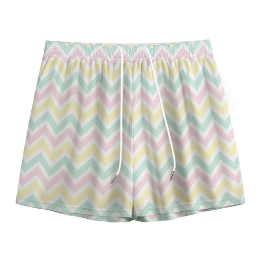 Pastel Chevron Pattern Print Mesh Shorts