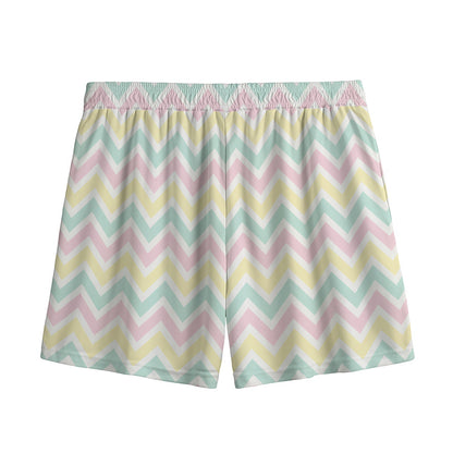 Pastel Chevron Pattern Print Mesh Shorts