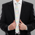 Pastel Chevron Pattern Print Necktie