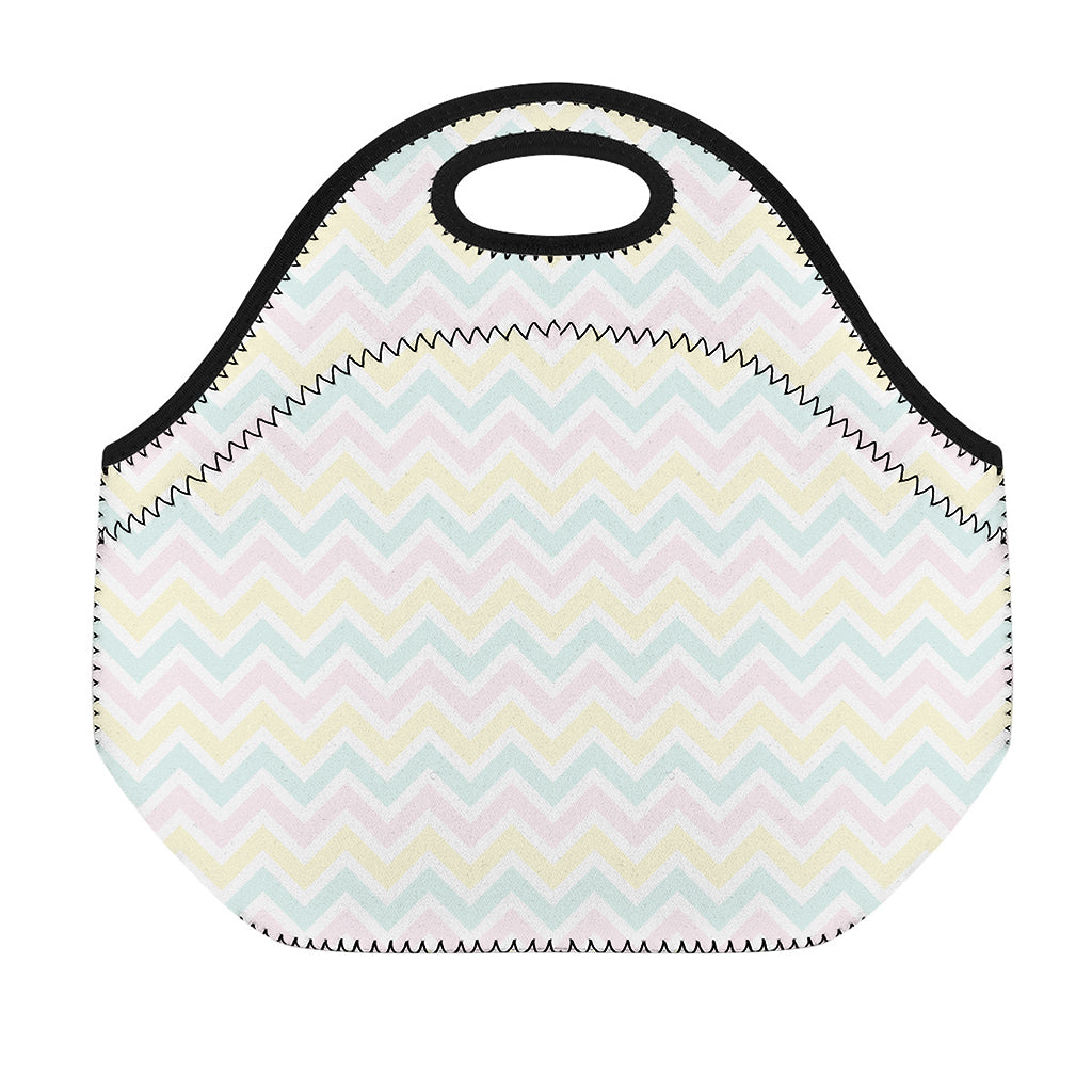 Pastel Chevron Pattern Print Neoprene Lunch Bag