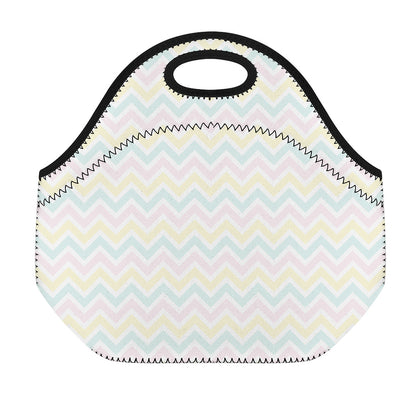 Pastel Chevron Pattern Print Neoprene Lunch Bag