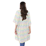 Pastel Chevron Pattern Print Open Front Beach Cover Up