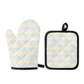 Pastel Chevron Pattern Print Oven Mitt And Pot Holder Set