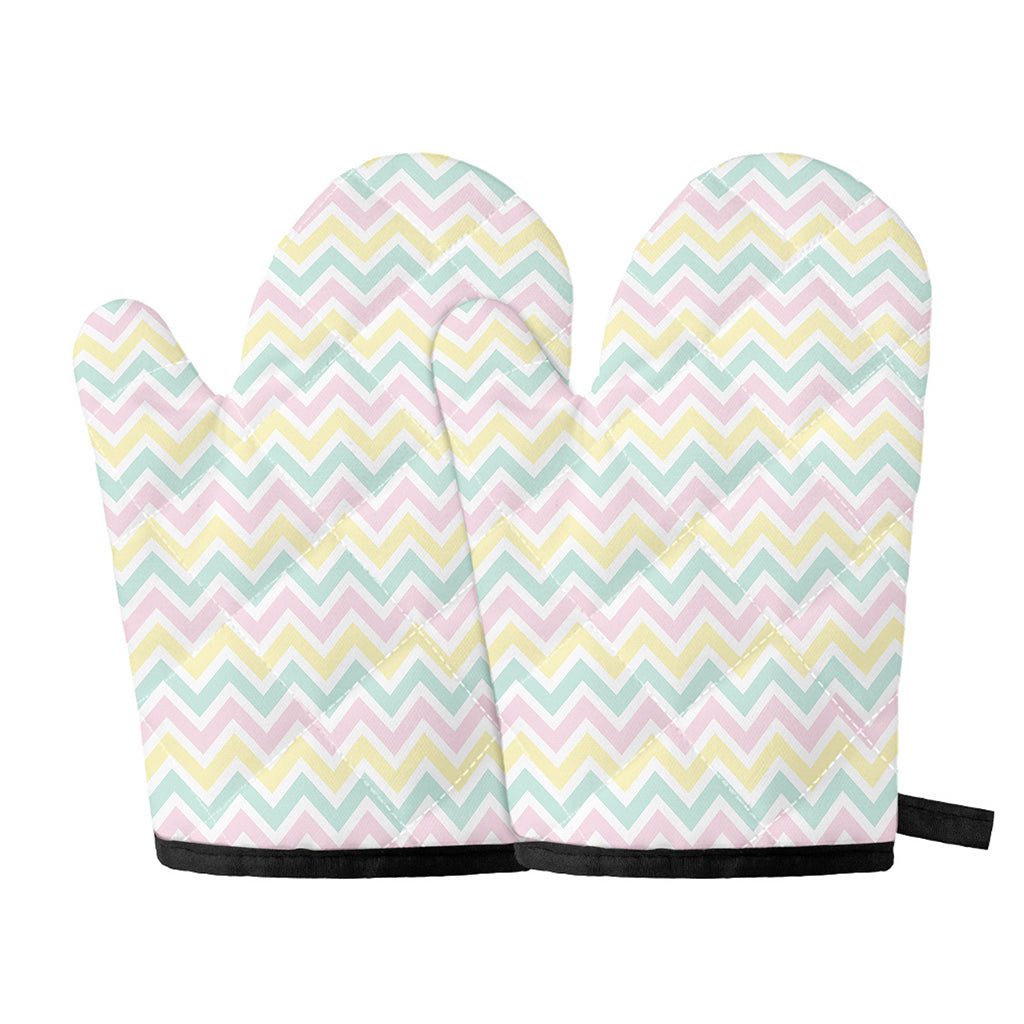 Pastel Chevron Pattern Print Oven Mitts