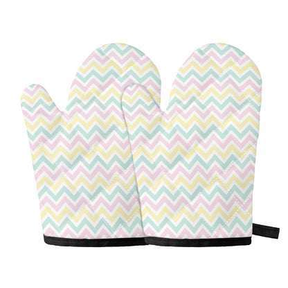 Pastel Chevron Pattern Print Oven Mitts