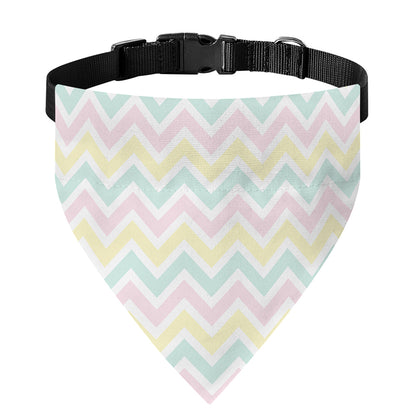 Pastel Chevron Pattern Print Over The Collar Dog Bandana