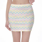 Pastel Chevron Pattern Print Pencil Mini Skirt
