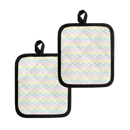 Pastel Chevron Pattern Print Pot Holders