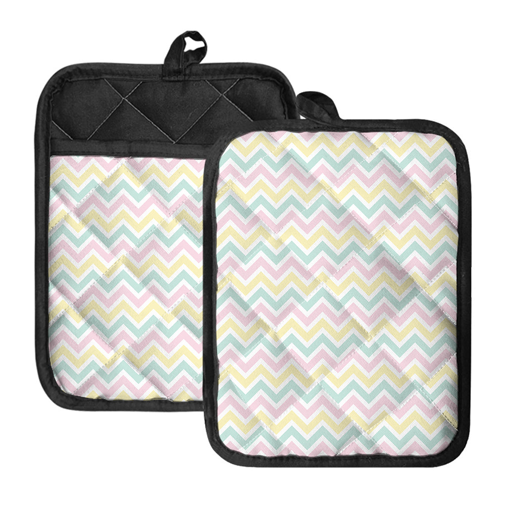 Pastel Chevron Pattern Print Pot Holders With Pocket