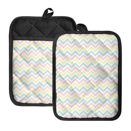 Pastel Chevron Pattern Print Pot Holders With Pocket