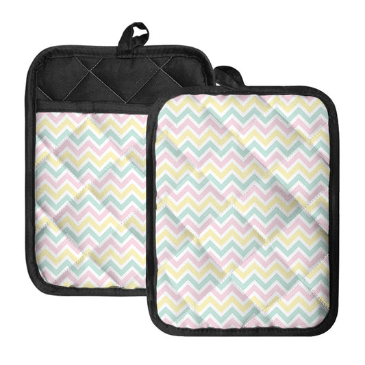 Pastel Chevron Pattern Print Pot Holders With Pocket