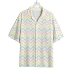 Pastel Chevron Pattern Print Rayon Hawaiian Shirt