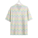 Pastel Chevron Pattern Print Rayon Hawaiian Shirt