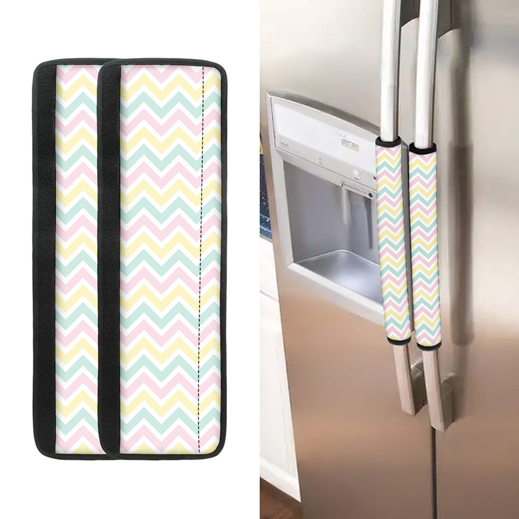 Pastel Chevron Pattern Print Refrigerator Handle Covers