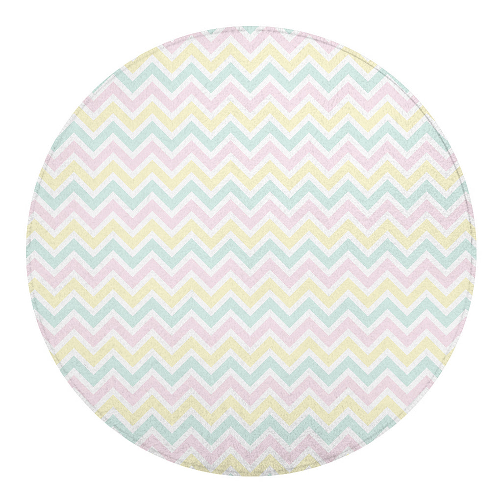 Pastel Chevron Pattern Print Round Blanket