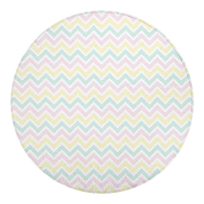 Pastel Chevron Pattern Print Round Blanket
