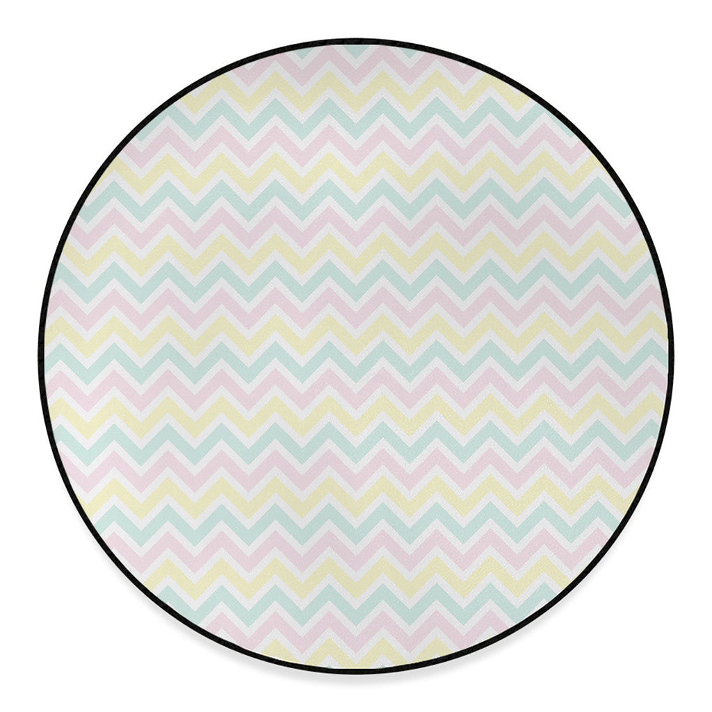 Pastel Chevron Pattern Print Round Floor Mat